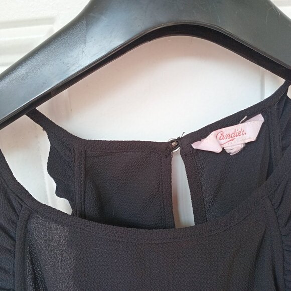 Candies Black Ruffled Spaghetti strap top Size Small - Picture 6 of 12